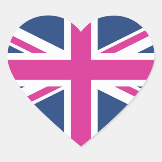 British Hearts - Blauw & Roze Union Jack Hart Sticker (Voorkant)