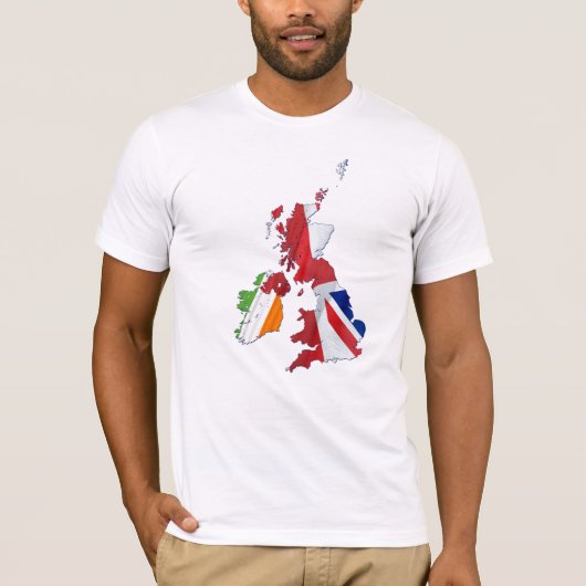 BRITISH ISLES MAP EN FLAGS T-SHIRT (Voorkant)
