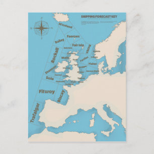 British Isles Shipping Forecast in kleur Briefkaart