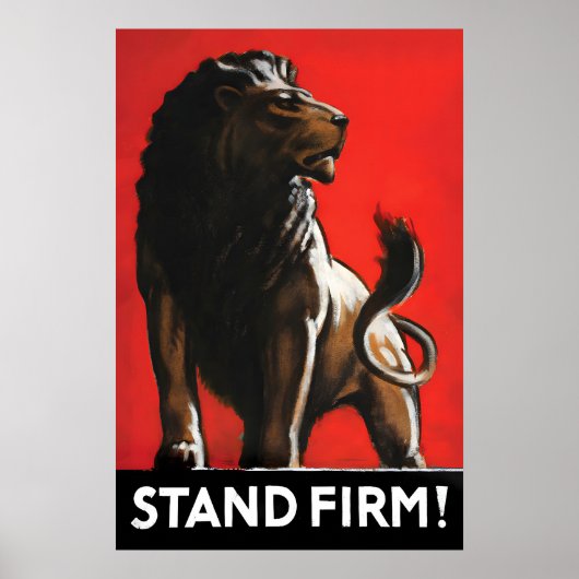 British Lion Patriotism Poster Stand Firm WWI (Voorkant)