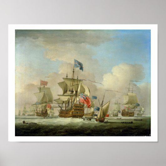 British Mannen-of-War and a Sloop, c.1720-30 (olie Poster (Voorkant)