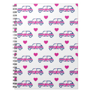 British Mini Cooper Hearts - Blue & Pink Notitieboek