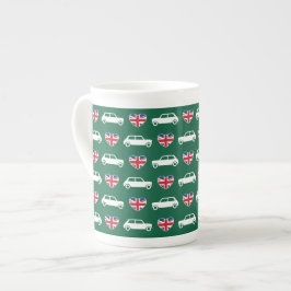 British Mini Cooper Hearts - Green Bone China Mok