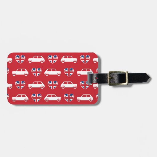 British Mini Cooper Hearts - Rood Bagagelabel (Voorkant horizontaal)