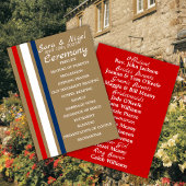 British Mod Red White Blue Wedding Flat Program Programma