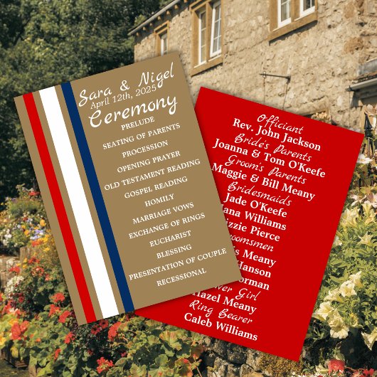 British Mod Red White Blue Wedding Flat Program Programma