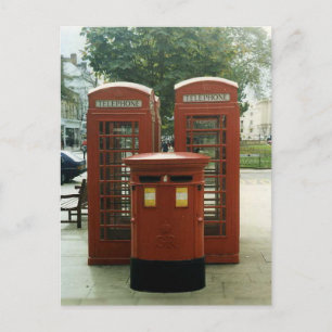 British Pillar Box en telefoonkiosken Briefkaart