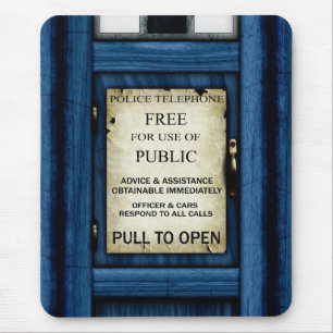 British Police Public Call Box Sign Mousepad Muismat