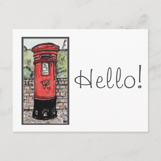 British Post Box Origineel aquarel Briefkaart (Voorkant)