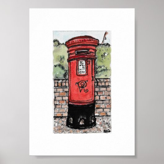 British Postbox Original Painting Poster (Voorkant)