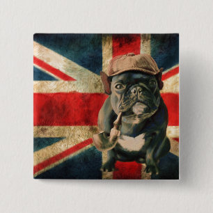 British Pug Vierkante Button 5,1 Cm
