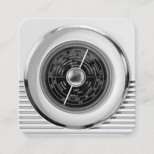  British Radio Dial - Zwart-wit Vierkante Visitekaartje (Voorkant)