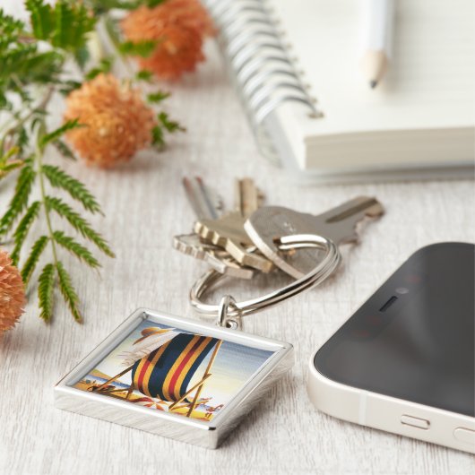 British Railways Beach voorzitter en Ball Poster Sleutelhanger (Zijkant)