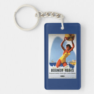 British Railways Girl and Beachball Poster Sleutelhanger