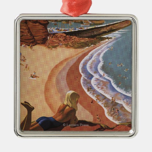British Railways Girl die op een Cliff kijkt Metalen Ornament (Voorkant)