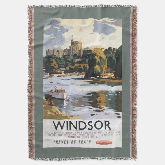 British Railways Windsor Castle Thames Poster Deken (Voorkant Verticaal)