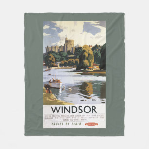 British Railways Windsor Castle Thames Poster Fleece Deken