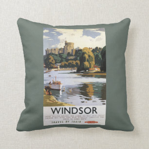 British Railways Windsor Castle Thames Poster Kussen
