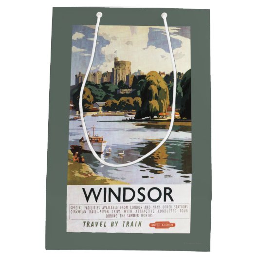 British Railways Windsor Castle Thames Poster Medium Cadeauzakje (Achterkant)