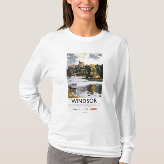 British Railways Windsor Castle Thames Poster T-shirt (Voorkant)
