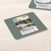 British Railways Windsor Castle Thames Poster Vierkante Kartonnen Onderzetter (Schuin)