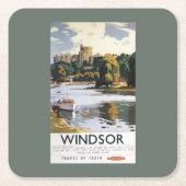 British Railways Windsor Castle Thames Poster Vierkante Kartonnen Onderzetter (Voorkant)