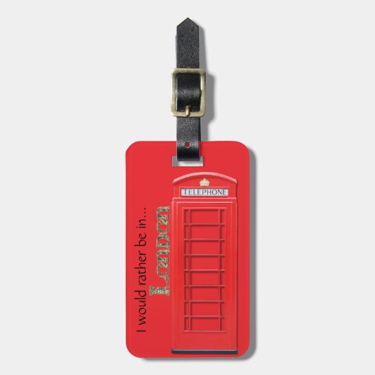British Red Telephone Box Bagagelabel (Voorkant verticaal)