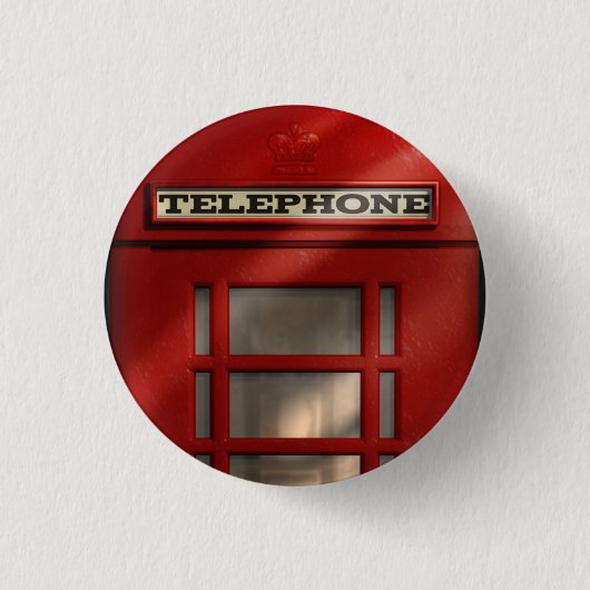 British Red Telephone Box Button (Voorkant)