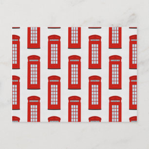 British Red Telephone Box Patroon Briefkaart
