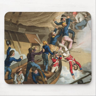 British Sailors Boarding a Man of War, gegraveerd Muismat