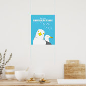 British Seaside Resort Seagull Retro Travel Poster (Keuken)