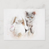 British Shorthair & Bunny | ABSTRACT | WATERVERF Briefkaart (Voorkant)