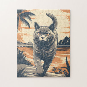 British-Shorthair-Cat op een tropisch strand Legpuzzel