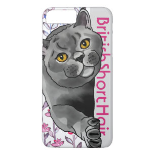 British Shorthair Cat + Pet Name iPhone 8 Plus / 7 Plus Hoesje