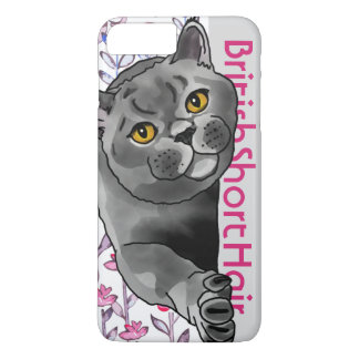 British Shorthair Cat + Pet Name iPhone 8 Plus / 7 Plus Hoesje