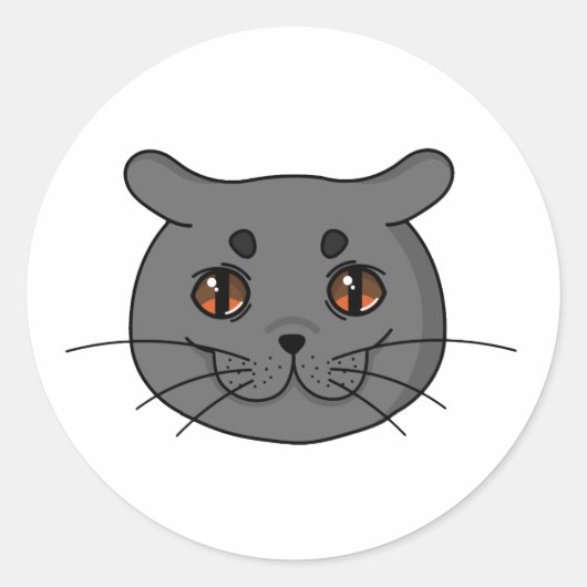 British Shorthair Cat Ronde Sticker (Voorkant)