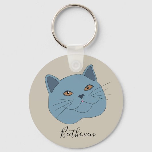British Shorthair Cat Sleutelhanger (Voorkant)