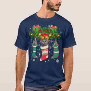 British Shorthair Cats in de kerstsokkever T-shirt
