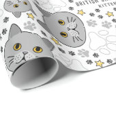 British Shorthair Waterverf Cadeaupapier (Rol Hoek)