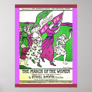 British Suffragettes Colorful March Women & Girls Poster