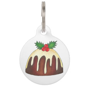 British Sugar Plum Pudding Dessert Kerstmis Holly Huisdierpenning