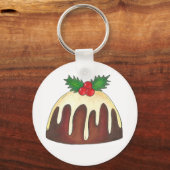 British Sugar Plum Pudding Kerstfeestdag Holly Sleutelhanger (Voorkant)