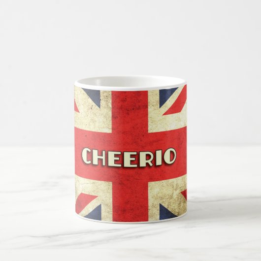 British Text on Union Jack Grunge | Cheerio Koffiemok (Center)