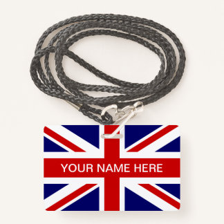 British Union Jack flag personalized name Badge