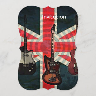 British Union Jack Flag Rock Roll Electric Guitar Kaart