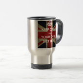 British Union Jack Keep Calm en voeg uw eigen teks Reisbeker (Voorkant rechts)