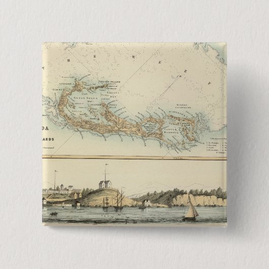 British West Indian Possessions Vierkante Button 5,1 Cm (Voorkant)