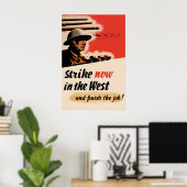 British WWII Propaganda Poster Strike Now (Bureau à domicile)
