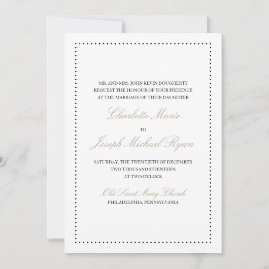 Britney: Classic Wedding Invitation (Zwarte rand) Kaart (Voorkant)