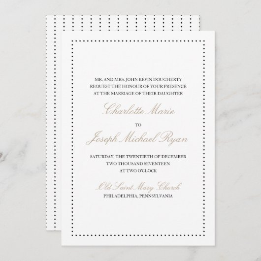 Britney : Faire-part de mariage classique (frontiè (Devant / Derrière)